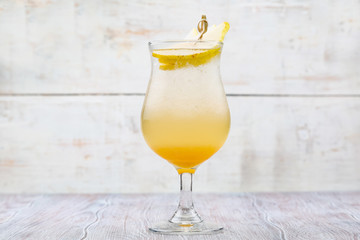 Fresh summer drink. pear lemonade. Fresh lemonade. Lemonade on a light wooden background