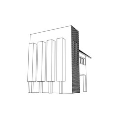Modern Architectural House Line art illustration. 