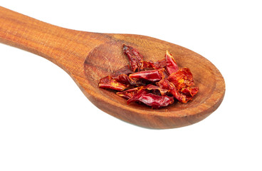 Dry red pepper in spoon