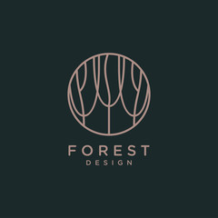 Tree logo design template. Abstract outline icon of trees, garden. Vector emblem for business design, badge.