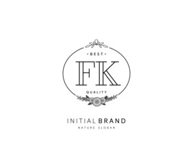 F K FK Beauty vector initial logo, handwriting logo of initial signature, wedding, fashion, jewerly, boutique, floral and botanical with creative template for any company or business.