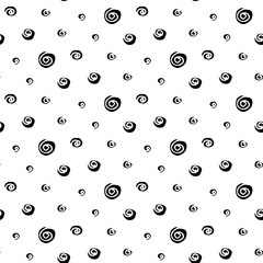 Abstract polka dot pattern with hand drawn dots. Cute vector black and white polka dot pattern. Seamless monochrome doodle polka dot pattern for textile, wallpapers, wrapping paper, cards and web.