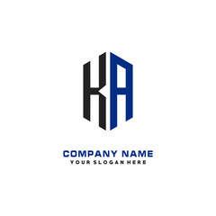KA Initial Letter Logo Hexagonal Design, initial logo for business,