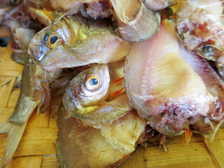 fish dry by sun meal in market