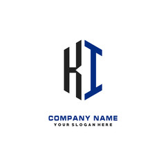 KI Initial Letter Logo Hexagonal Design, initial logo for business,