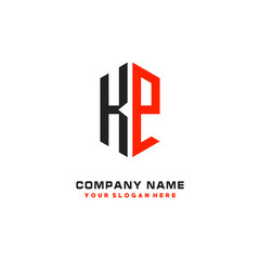 KP Initial Letter Logo Hexagonal Design, initial logo for business,