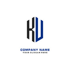 KU Initial Letter Logo Hexagonal Design, initial logo for business,