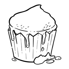 Coloring book page cupcake with cream. Cream on a cupcake in the . Antistress for adults and children