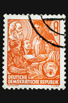 Germany, circa 1954, postage stamp of the German Democratic Republic