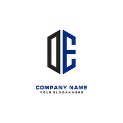 OE Initial Letter Logo Hexagonal Design, initial logo for business,