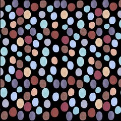 Watercolor pattern multicolored peas on a black background. colored circles are hand-drawn with watercolor paints and are perfect for prints, backgrounds, decorative elements