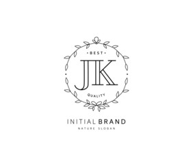 J K JK Beauty vector initial logo, handwriting logo of initial signature, wedding, fashion, jewerly, boutique, floral and botanical with creative template for any company or business.