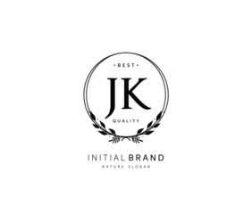 J K JK Beauty vector initial logo, handwriting logo of initial signature, wedding, fashion, jewerly, boutique, floral and botanical with creative template for any company or business.