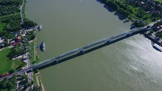 Aerial view of the Maria Valeria Hid in Gran, Hungary.