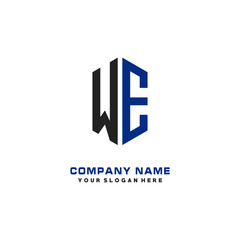 WE Initial Letter Logo Hexagonal Design, initial logo for business,