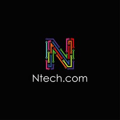 N technology logo design unique