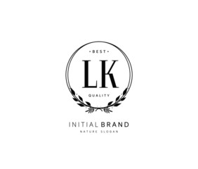 L K LK Beauty vector initial logo, handwriting logo of initial signature, wedding, fashion, jewerly, boutique, floral and botanical with creative template for any company or business.