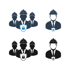 Worker Insurance Icon Set. Flat style vector EPS.