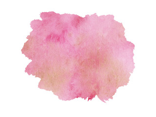 Hand painted abstract Watercolor Wet pink and gold brush stroke isolated on white background.