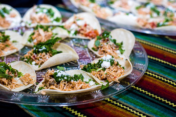 Yummy Chicken Tacos with Colorful Mexican Style Blanket