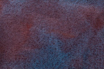 Abstract art background navy blue and brown colors. Watercolor painting on canvas with stains.