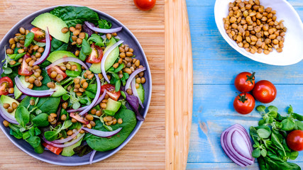 Healthy Avocado and Lentil Salad