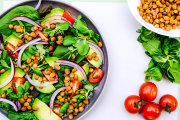 Healthy Avocado and Lentil Salad