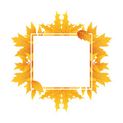 autumn square frame with leafs decoration