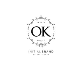 O K OK Beauty vector initial logo, handwriting logo of initial signature, wedding, fashion, jewerly, boutique, floral and botanical with creative template for any company or business.