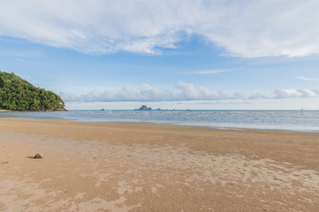 Sea beach and blue sky, Krabi, Thailand.