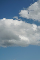 Large cumulus clouds on a bright blue sky