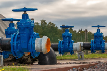 Blue valves for source water transport after purifying and water cleaning