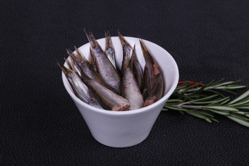 Anchovy fish snack in the bowl
