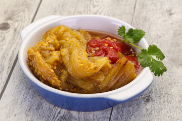 Caucasian cuisine - baked eggplant and tomato