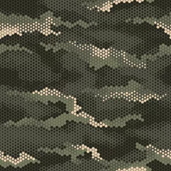 Foto op Canvas Digital geomteric hexagon camouflage pattern repeat © razor33