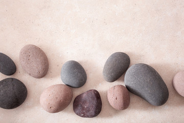 Fototapeta na wymiar spa stones flat lay massage relax treatment