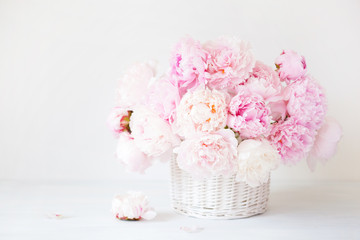 beautiful pink peony flowers bouquet in vase