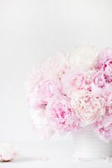 beautiful pink peony flowers bouquet in vase