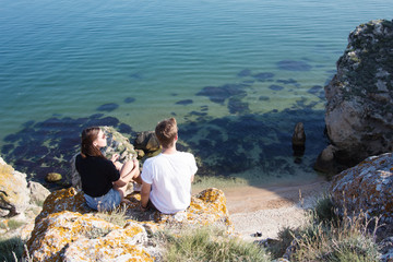 Campaign Young attractive couple at the sea.