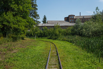 Narrow gauge railway in the park. Old children's railway