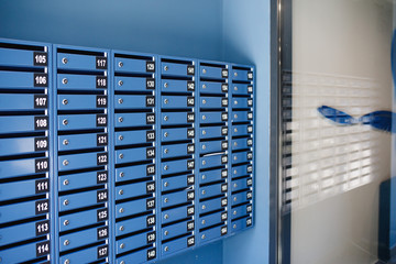 blue postal cells with numbering
