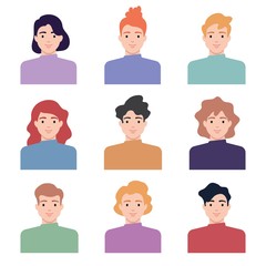 Fototapeta premium Avatars female and male character, user profile