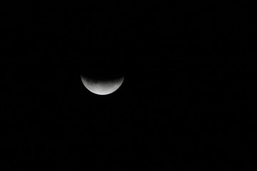 Lunar eclipse on the dark night