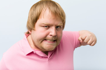 Caucasian crazy blond fat man