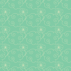 Underwater life seamless pattern outline, vector