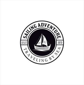 Sailing Yacht Logo design silhouette inspiration simple . Vintage Boat Logo Hipster Retro, ship Logo Design, cruise Logo Design