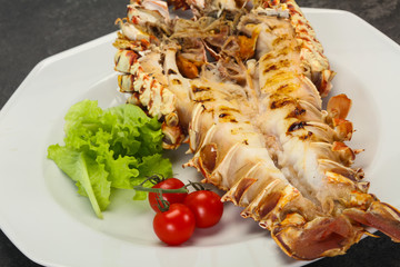 Grilled crayfish in the plate