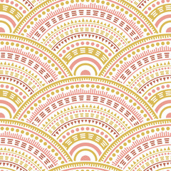 Ethnic circle shapes seamless geometric pattern.