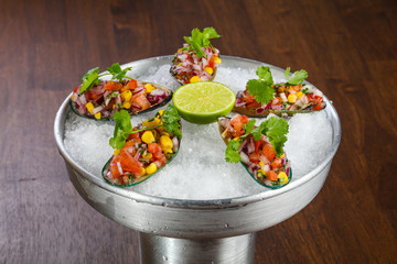 Mussels with vegetables and sauce