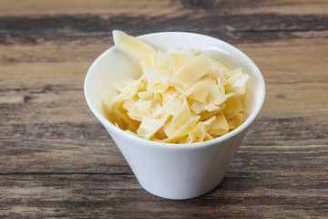 Coconut dry chips in the bowl